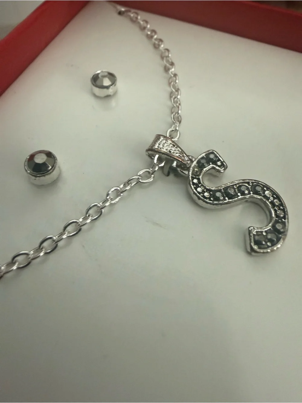 Girls Silver 'S' Initial Necklace and Earring Set NIB